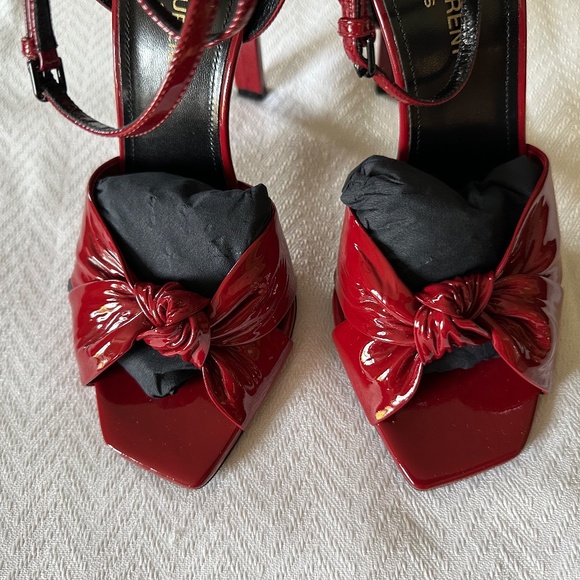 Saint Laurent Vernice Baltimora High Heeled Sandal, Hot Red, 37 - Picture 15 of 16